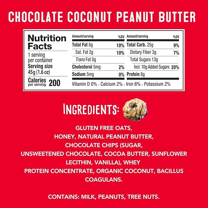 simplyFUEL Whole Food Protein Balls with Probiotics - Chocolate Coconut Peanut Butter Snacks - Protein Snack - Gluten Free Energy Balls (24 Packs)
