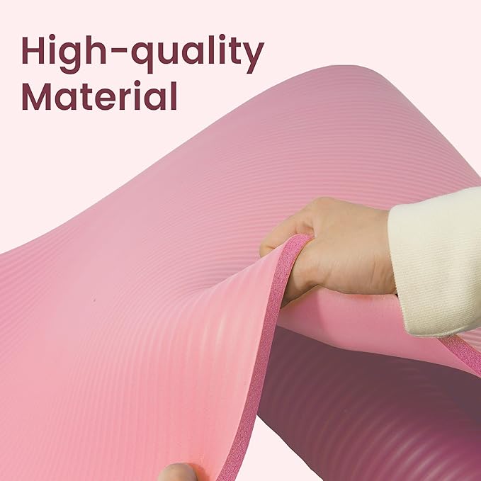 Yoga Mat, 1/2-Inch Extra Thick High Density Exercise Mat, Anti-Tear Exercise Yoga Mat with Carrying Strap, Suitable for Various Yoga Exercises