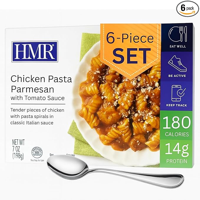 6-Pack HMR Chicken Pasta Parmesan Entrée | Pre-packaged Lunch or Dinner to Support Weight Loss | Ready to Eat | 14g of Protein | Low Calorie Food