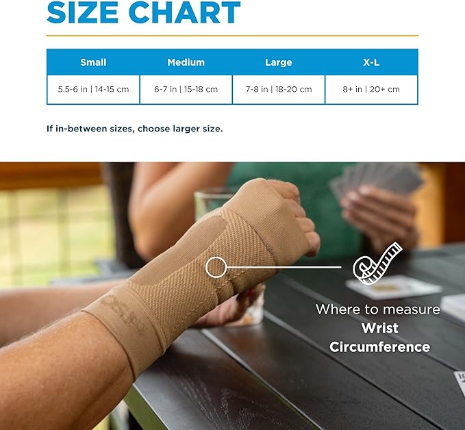 OrthoSleeve Compression Wrist Sleeve/Brace WS6 for Carpal Tunnel Syndrome, wrist pain/strain, fatigue and arthritis