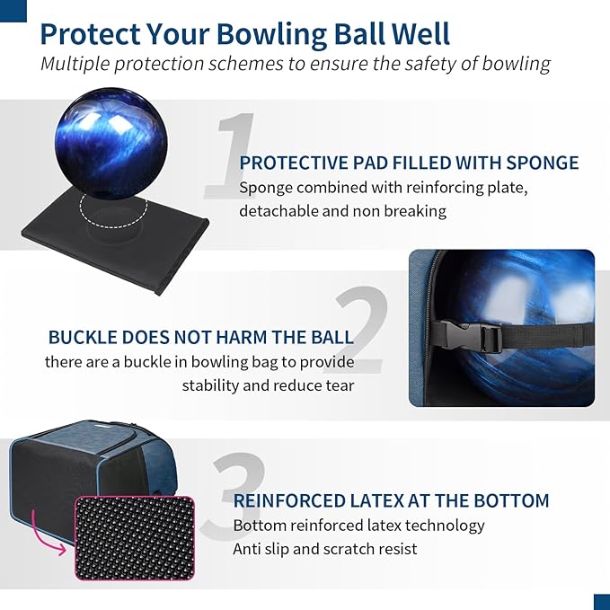 Single Bowling Ball Bag Backpack with Shoe Bag Up to Size 16, Accessories Gifts for Bowling Lovers,Bowling Bag with Padded Ball Holder