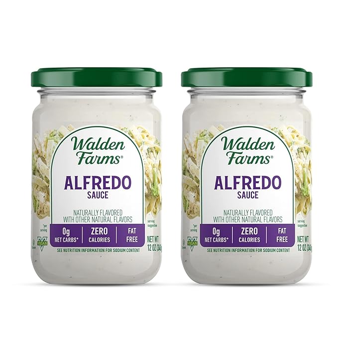 Walden Farms Alfredo Sauce – Zero Calorie, Sugar Free, Keto & No Carb Creamy Italian-Style Pasta Sauce – 2-Pack, 12 oz Bottles