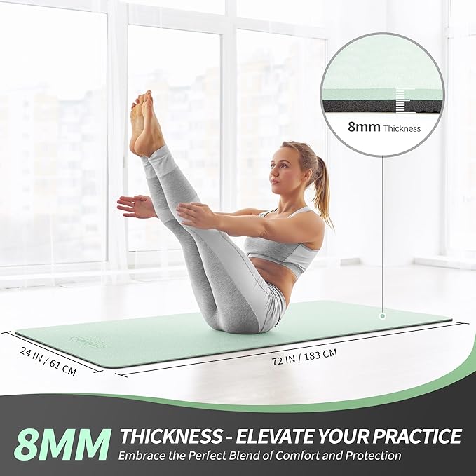 CAMBIVO Yoga Mat for Women Men Kids, 1/3 & 1/4 & 2/5 Inch Extra Thick Yoga Mat Non Slip, 72" x 24" TPE Yoga Mats, Workout Mat with Carrying Strap for Yoga, Pilates and Floor Exercises