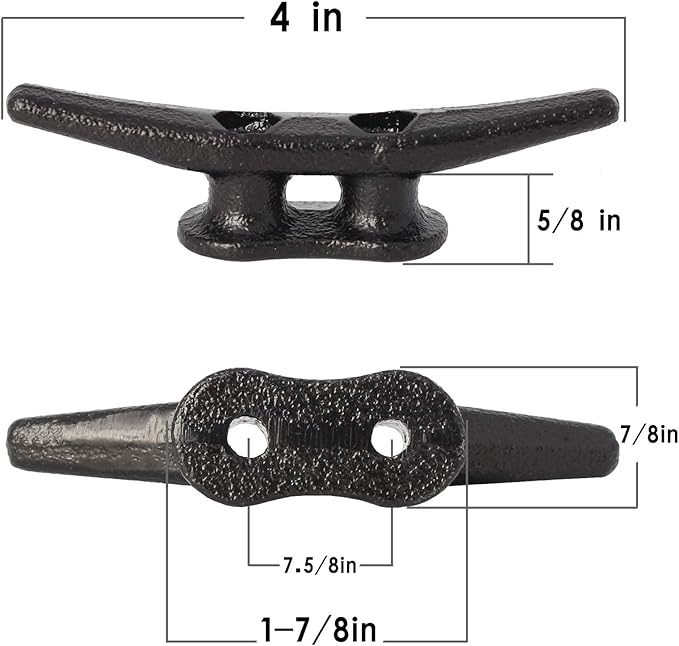 4 inch Dock Cleats 4/6/8/12/16/20/24 Pack,Boat Dock Cleats Rope Cleat Marine Cleats Iron Boat Cleats with Hardware ldeal for Deck,Nautical Decor,Cleats for Boat Dock,Boat Tie Down Cleats