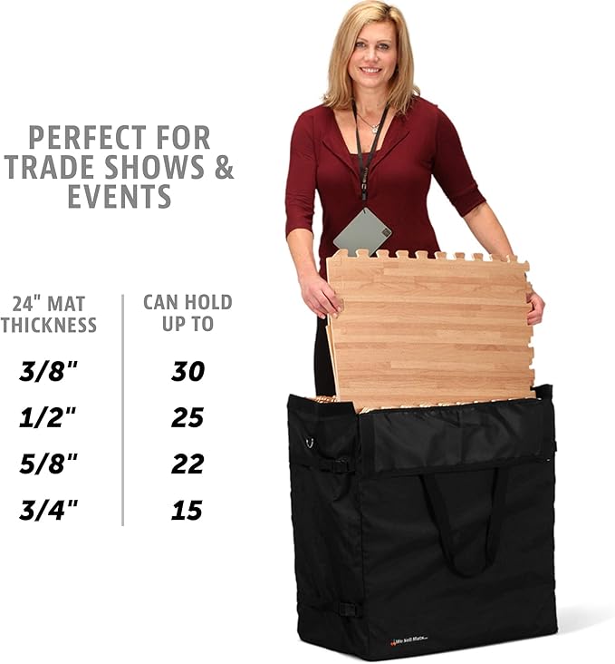 We Sell Mats Shoulder Bag for Carrying Tradeshow Flooring, Interlocking EVA Foam Mats & Other Tiles, Black, 25 in x 25 in x 14 in (BAGC)