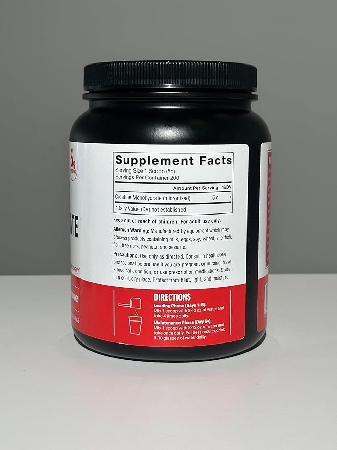 Force Factor Creatine Monohydrate Powder (1KG), 5g Micronized Dose to Support Muscle Growth, Strength, Recovery, Cognitive Health & Memory, Unflavored, 200 Servings