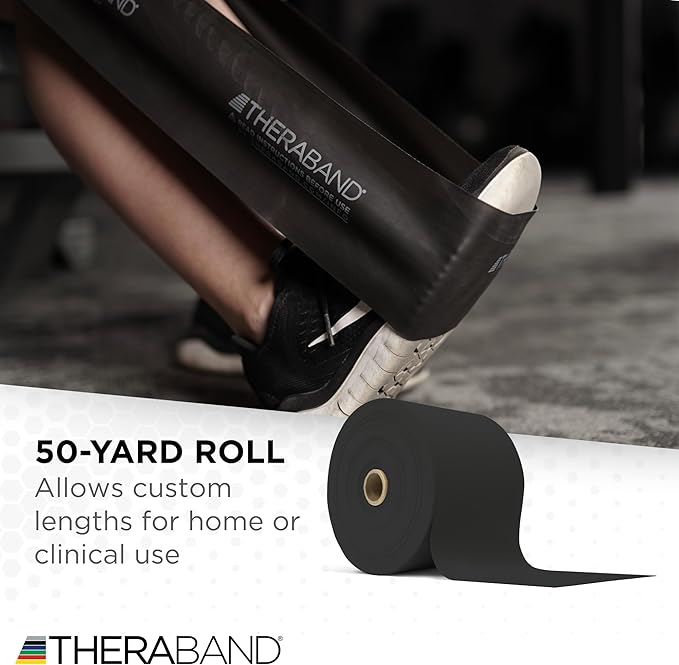 THERABAND Resistance Bands, 50 Yard Roll Professional Latex Elastic Fitness Band For Upper & Lower Body & Core Exercise, Physical Therapy, Pilates, Yoga, Stretching, Home Workouts, & Rehab