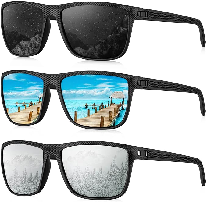 KALIYADI Polarized Sunglasses for Men, Lightweight Sun Glasses with UV Protection for Driving Fishing Golf