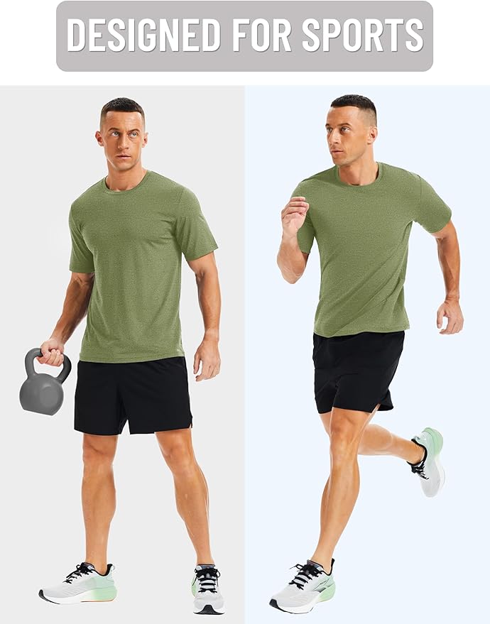 MAGCOMSEN Men's Dry Fit Workout Shirts Short Sleeve Tee Shirts Moisture Wicking Athletic Running Performence Tshirts