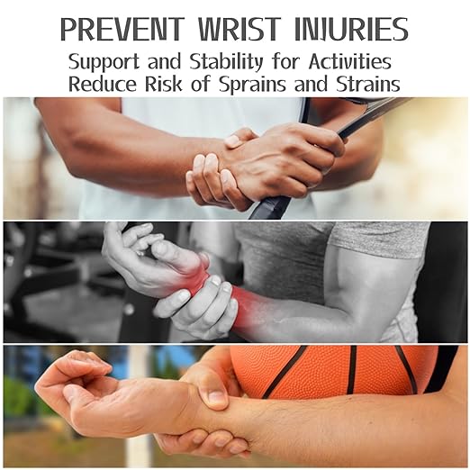 2 Pack Wrist Braces - Wrist Wraps for Carpal Tunnel, Arthritis, and Tendinitis Pain Relief - Fits Both Right and Left Hands - Compression and Support for Fitness Enthusiasts