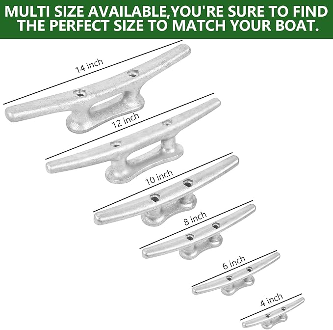 6/8/10/12/14 inch Dock Cleats With Bolts,Hot Dipped Galvanized Cast Iron Boat Cleats,Rope Cleat Boat Dock Cleats for Boat Docks,Decks,Piers for Tying up Boats,Marine Decor(1,2,4,5,6,8,10,12 Pack)