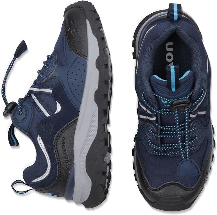 UOVO Boys Girls Hiking Shoes Kids Waterproof Running Trail Fashion Sneakers Breathable Lightweight Non-Slip Outdoor Walking Sports Shoe(Little/Big Kids)