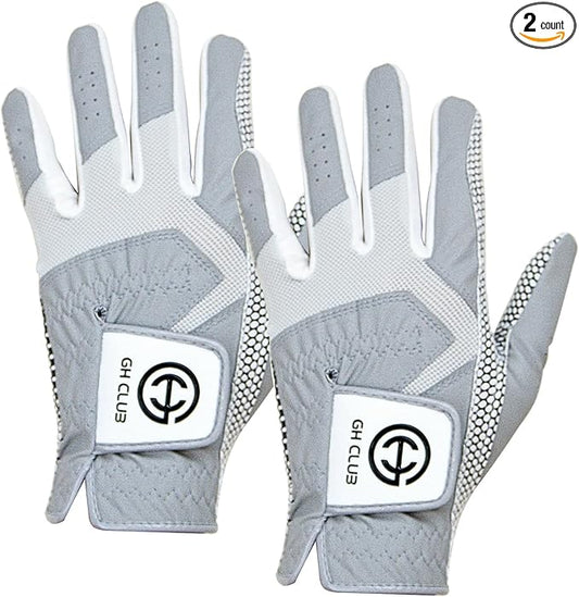 Men's Polyurethane Non-Slip Synthetic Leather Golf Gloves Two Left Hand Gloves Two Pack