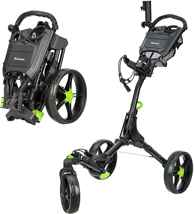 Golf Push Cart Series: 2-Wheel, 3-Wheel, 4-Wheel & 360° Swivel Front Wheel