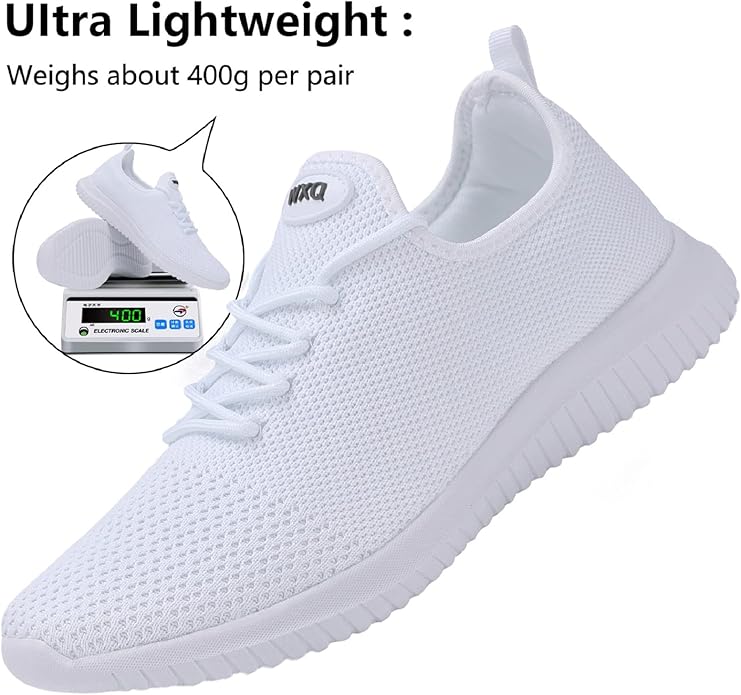 WXQ Men's Running Shoes Comfortable Lightweight Breathable Walking Shoes Mesh Workout Casual Sports Shoes