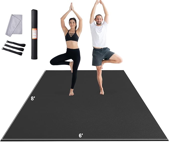 VEVOR Large Exercise Mat, Non Slip High Density Premium Yoga Mat, Exercise Yoga Mat for Men Women, Fitness & Exercise Mat with Bag & Carry Strap, for All Types of Home Yoga, Pilate & Floor Workout