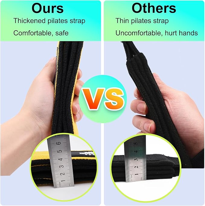 1 Pair Pilates Double Loop Straps for Reformer Fitness D-Ring Straps Handle, Yoga Exercise Accessories for Home Gym Workout