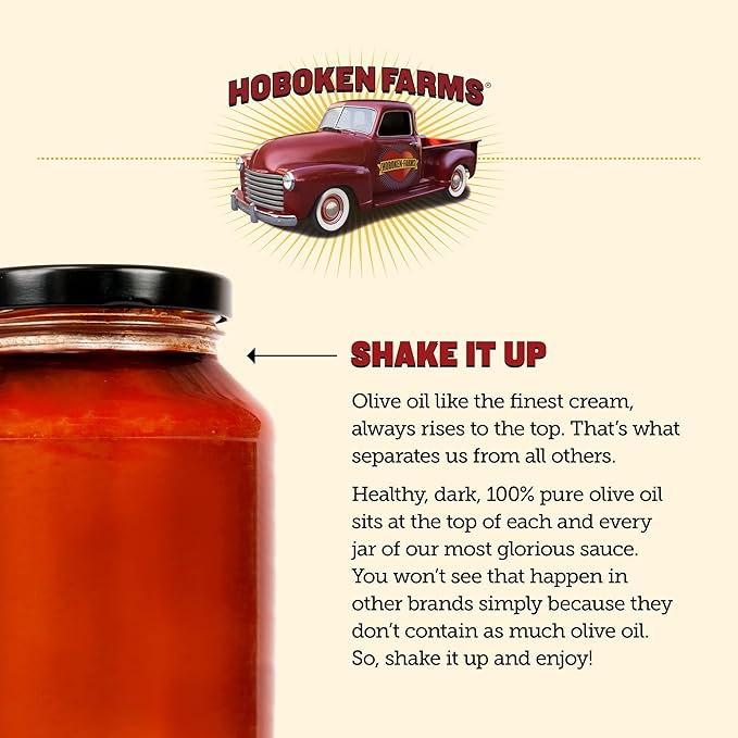 Hoboken Farms Marinara Sauce – No Sugar Added, Low Sodium, Non-GMO, Preservative-Free, Low Carb, Keto – Better For You Pasta Sauce! (25 Fl Oz, Pack of 2)