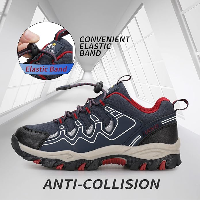 Boys Girls Hiking Trail Shoes Waterproof Slip Resistant Outdoor Trekking Walking Running Sneakers(Little/Big Kids)
