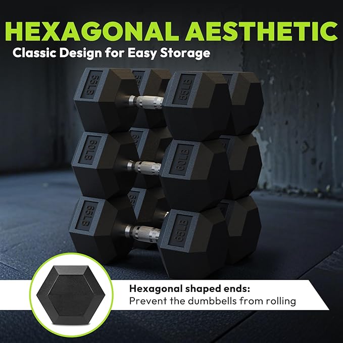 Hex Dumbbell Set 2.5-400 lb, Rubber Encased Exercise & Fitness Dumbbells, Weights Dumbbells Set of 2, Hand Weight for Strength Training