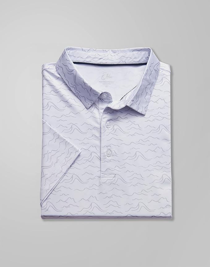 Obla Mens Golf Polo Shirts Short Sleeve Dry Fit Performance Moisture Wicking Casual Print Collared Golf Shirts for Men