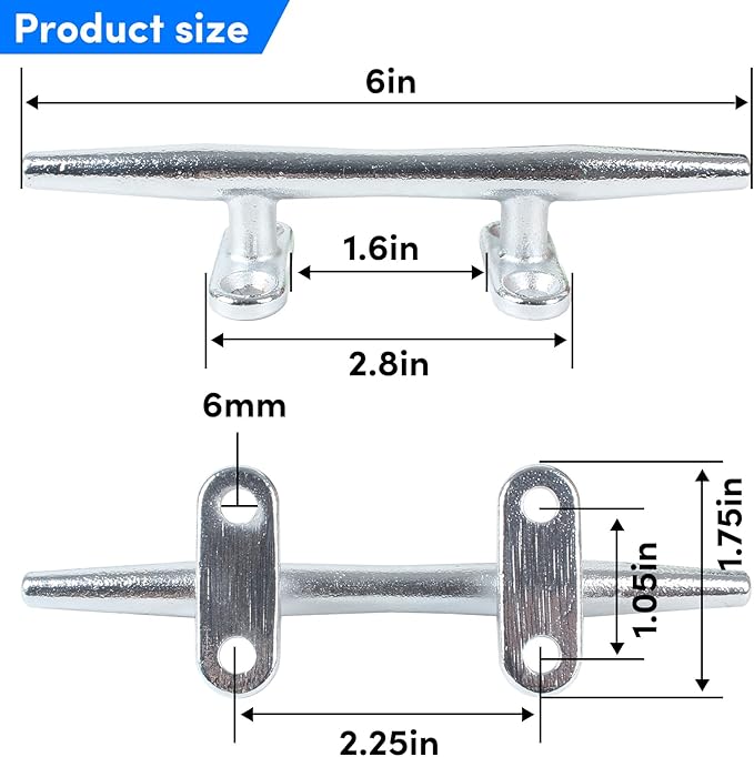 Chromium-Plated Boat Cleat, Boat Dock Cleats Open Base, Boat Cleats-Dock Cleat, Dock Cleats with Fasteners, Rope Cleat for Tying up Boats,Marine Decor(2Size,2Pack,4Pack)