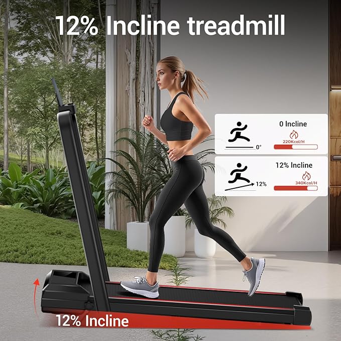 17% Incline Walking Pad Treadmills for Home and Office, 3-in-1 Folding Treadmill, Portable Under Desk Treadmill with 2.5 HP Quiet Brushless, 300 LBS Capacity
