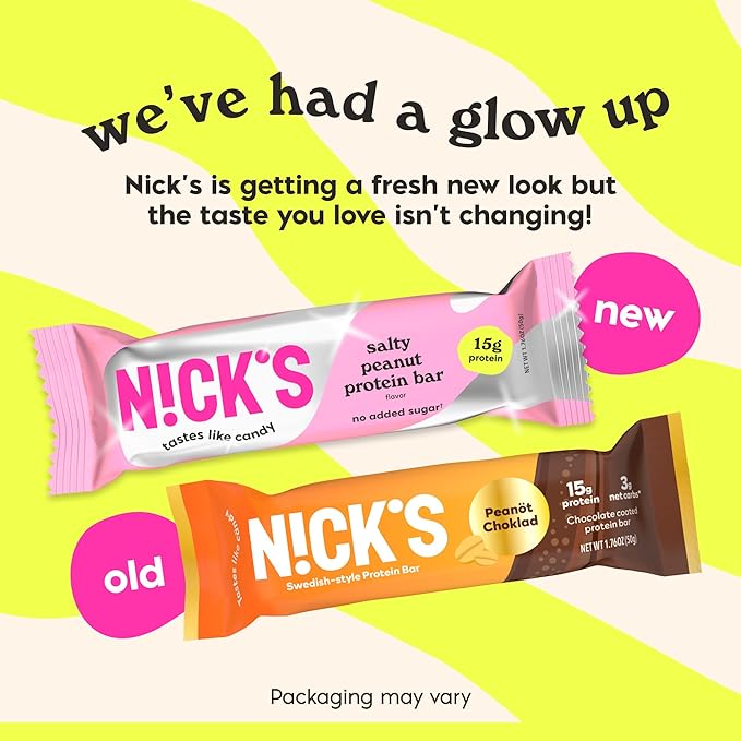 NICKS Protein Bars Chocolate Peanut | 15g protein | 200 calories | Low Carb Keto Friendly Snacks No Added Sugar (Multipack 24 bars x 50g)