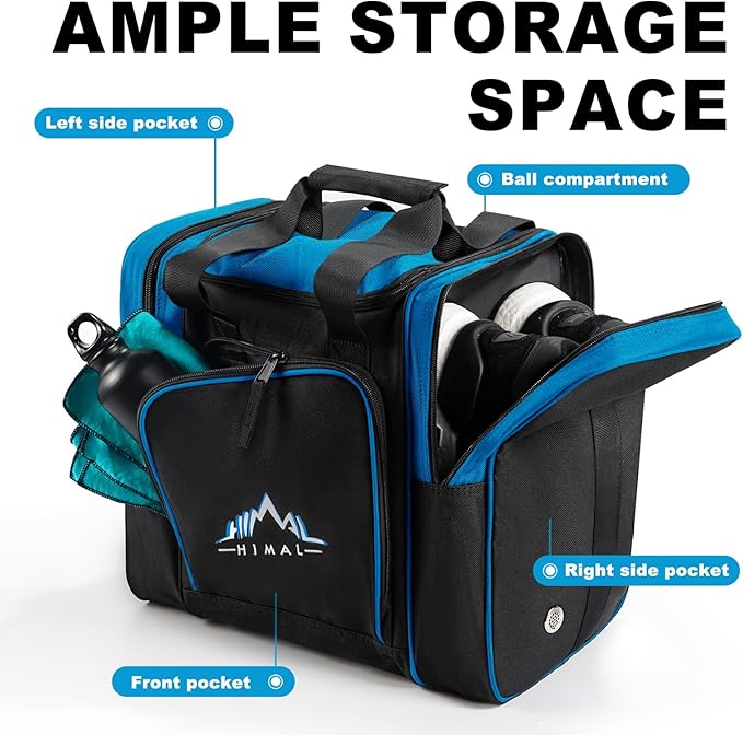 Himal Bowling Ball Bag for Single Sphere - Bowling Ball Tote Bowler's Bag with Padded Sphere Holder - Fits Bowler's Shoes Up to Mens Size 14