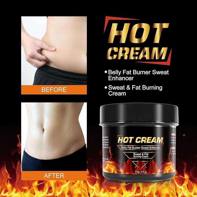 Hot Sweat Cream, Natural Sweat Cream for Belly Fat Burner for Women, Fat Burning Cream for Belly, Hot Cream Weight Loss Workout Enhancer, Cellulite Treatment for Thighs Legs, Arms & Buttocks (2 PCS)