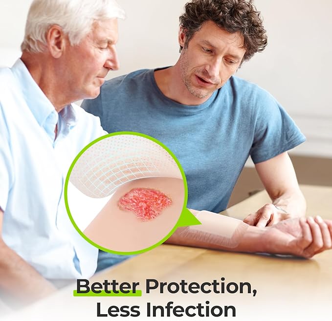 AUVON Silicone Foam Dressing with Large Adhesive Border, 6" x 6" Waterproof Wound Care Pads with High Absorbency, Silicone Wound Bandage for Pressure Ulcer, 3 Packs, FSA/HSA Eligible
