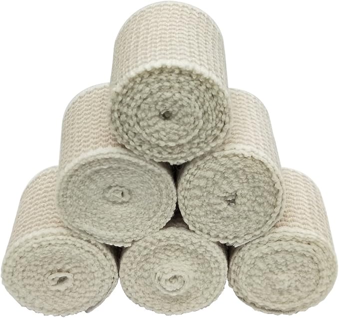 6 Pack Elastic Bandage Wrap | 2" Medical Bandage Wrap with Hook-and-Loop Fasteners on Both Ends Compression Wrap for Wounds Latex Free Stretch Bandage for Foot Arm Hand Ankle Injury
