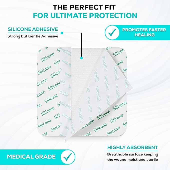 MedVance TM Silicone - Silicone Adhesive Foam Absorbent Dressing, 6"x6", Box of 5 dressings