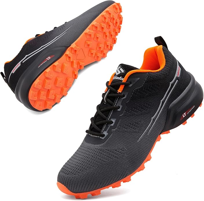 Men's Trail Running Shoes Lightweight Breathable Walking Hiking Sneakers Outdoor Athletic Tennis Cross Training Shoes