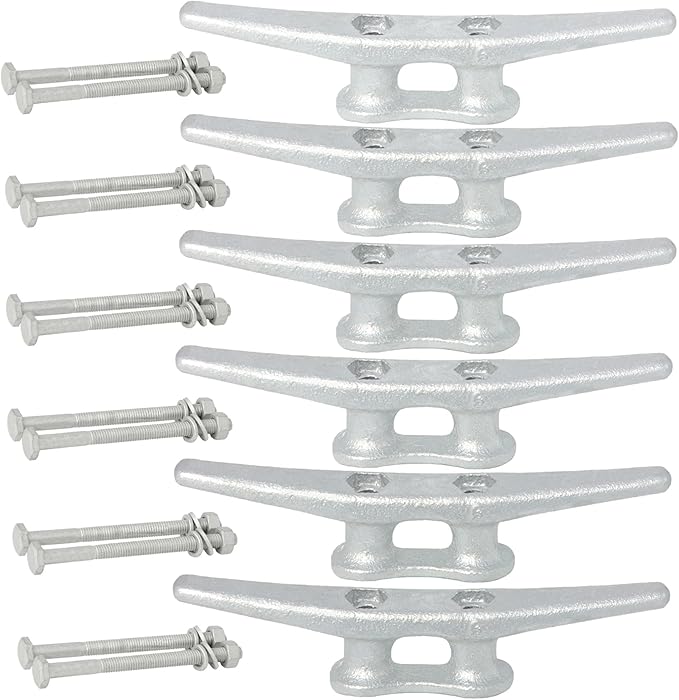 6/8/10/12/14 inch Dock Cleats With Bolts,Hot Dipped Galvanized Cast Iron Boat Cleats,Rope Cleat Boat Dock Cleats for Boat Docks,Decks,Piers for Tying up Boats,Marine Decor(1,2,4,5,6,8,10,12 Pack)