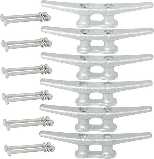 6/8/10/12/14 inch Dock Cleats With Bolts,Hot Dipped Galvanized Cast Iron Boat Cleats,Rope Cleat Boat Dock Cleats for Boat Docks,Decks,Piers for Tying up Boats,Marine Decor(1,2,4,5,6,8,10,12 Pack)