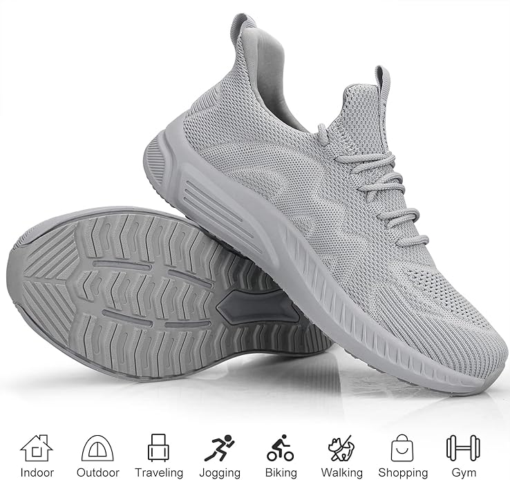 Feethit Mens Non Slip Walking Sneakers Lightweight Breathable Slip on Running Shoes Athletic Gym Tennis Shoes for Men