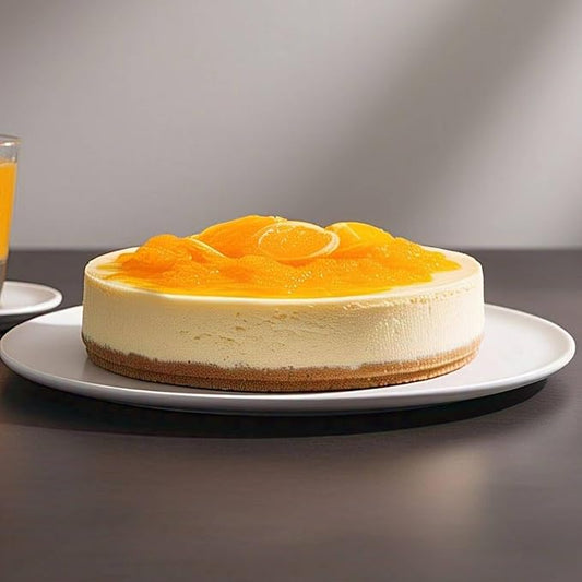 Andy Anand's Baked Gourmet Sugar Free Orange Cheesecake 9" (2 lbs) | No Preservatives Cheesecake & Diabetic-Friendly, You Won't Believe It's Sugar Free! | Freshly Made with California Cream Cheese