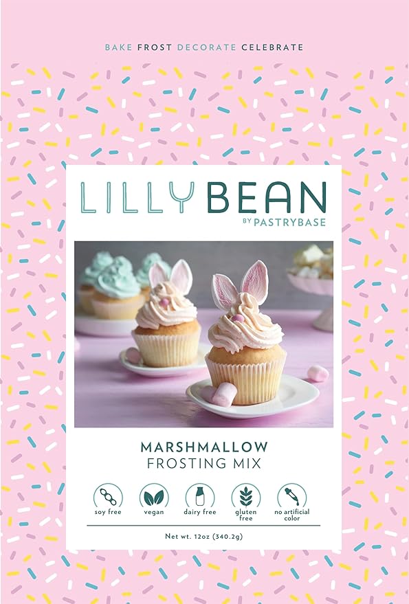LillyBean Gluten Free Marshmallow Buttercream Frosting Mix with No Artificial Colors - Dairy and Soy Free, Vegan Icing for Decorating Cakes, Cupcakes, Cookies - 12 oz