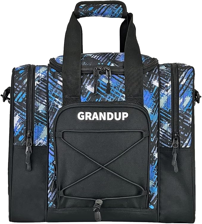 GRANDUP Bowling Ball Bag for Single Ball - Black Bowling accessories Ball Tote Bag Bowling Bag with Padded Ball Holder - Fits Bowling Shoes Up to Mens Size 14