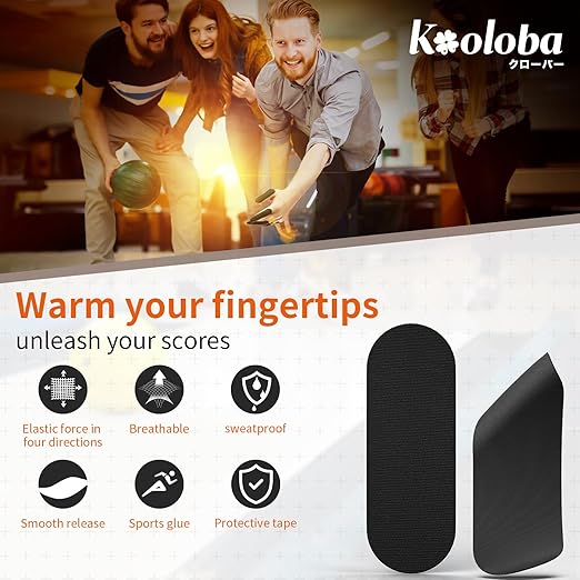 Bowling Tape Bowling Thumb Tape - Sweatproof, Pre Cut, Multiple Colors 100pcs (Black)