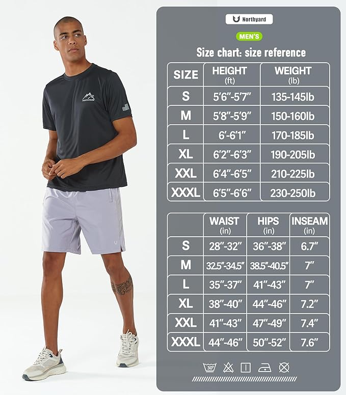 NORTHYARD Men's Running Athletic Shorts 5"/ 7"/ 9" Workout Gym Short Tennis Quick Dry Active Sport Hiking Basketball