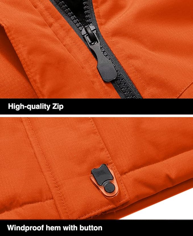 MAGCOMSEN Men's Winter Coats Water Resistant Ski Snow Jacket Warm Fleece Jacket Parka Raincoats With Multi-Pockets