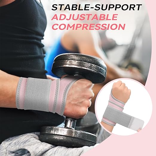 Carpal Tunnel Wrist Brace for Right Left Hand 2 Pairs, Wrist Support Wraps for Women Men, Adjustable Wrist Brace for Tendonitis, Arthritis, Weightlifting, Sports, Day Night Support, Pink&Nude