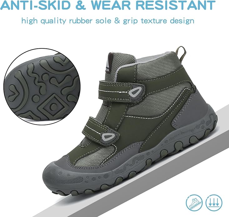 Mishansha Kids Water Resistant Hiking Boots, Boys Girls Anti Collision Anti-Skid Athletic Outdoor Adventure Trekking Shoes