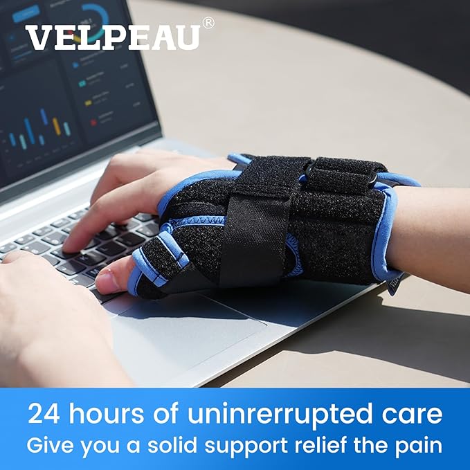 VELPEAU Carpal Tunnel Wrist Brace with Thumb Stabilizer Night Support, Completely Stabilizes Wrist Thumb Joint, Pain Relief for Tendonitis, De Quervain's Tenosynovitis, Arthritis(Short, Right Hand, M)