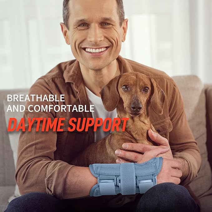 FEATOL Wrist Brace Carpal Tunnel for Women Men, Adjustable Night Sleep Support Brace with Splints Right Hand, Large/X-Large