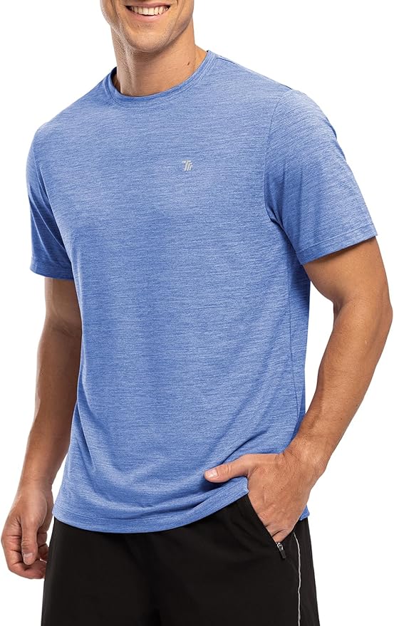 BGOWATU Men's Quick Dry Workout Athletic Shirts Lightweight Tennis Shirts for Men Running Gym Tops