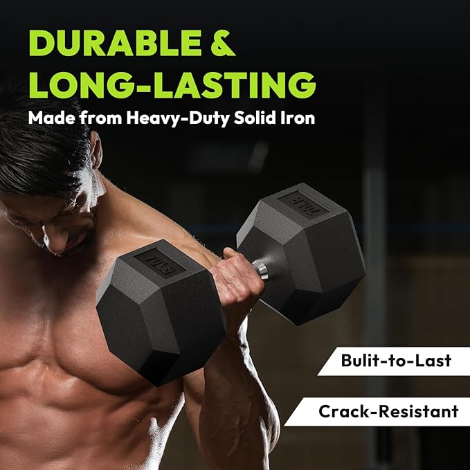 Hex Dumbbell Set 2.5-400 lb, Rubber Encased Exercise & Fitness Dumbbells, Weights Dumbbells Set of 2, Hand Weight for Strength Training