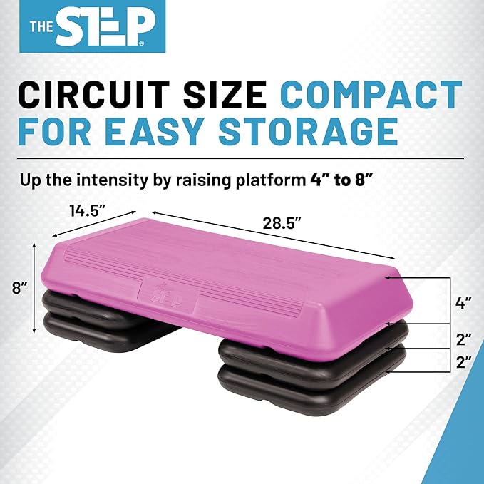 Freestyle STEP Exercise Step Platform, Circuit Size Stepper for Exercise at Home with 2 Risers